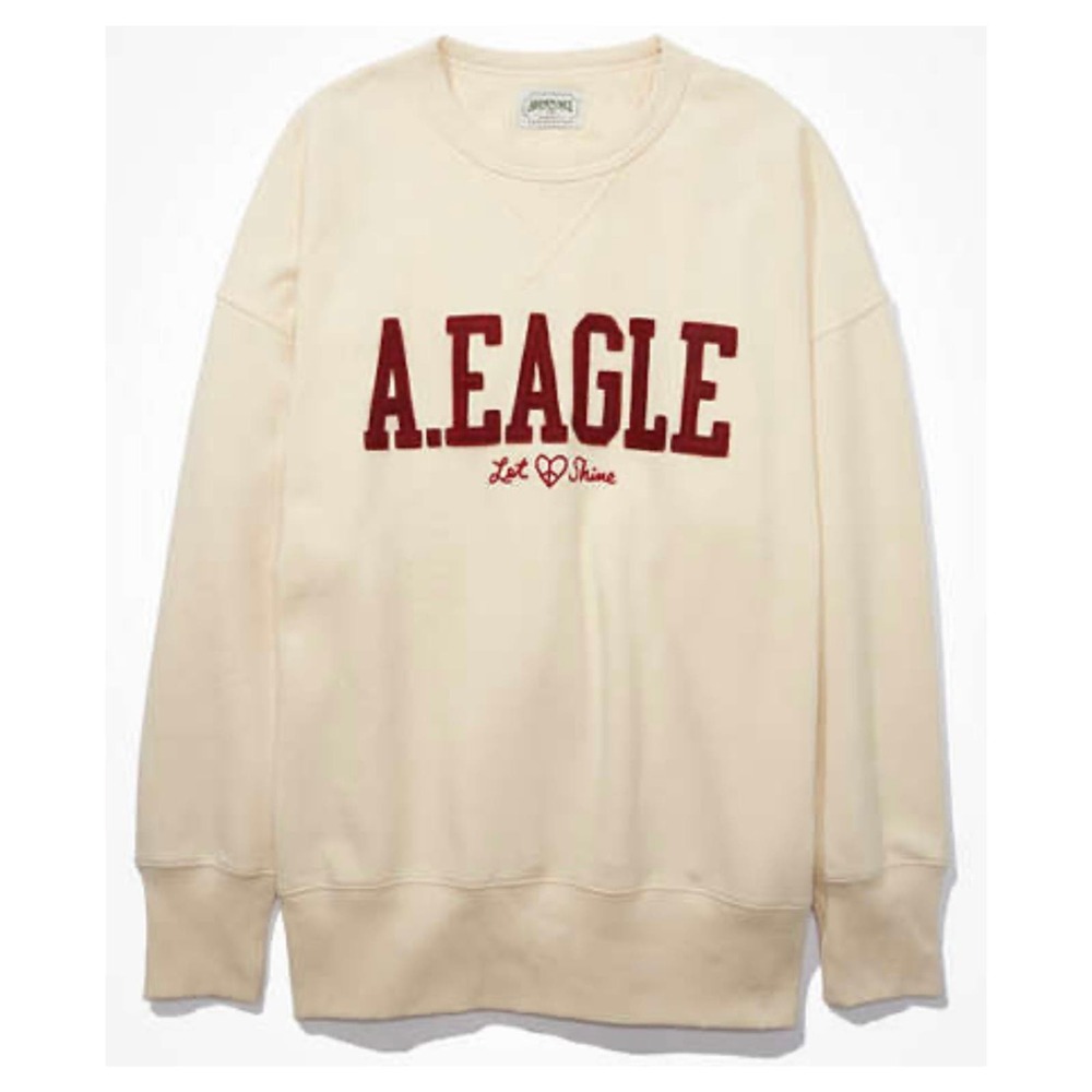 American Eagle oversized fleece graphic crew